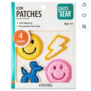 7pc LOT •PEN+GEAR• Icon self-adhesive patches >> 3x gamer/1x fruit/1x sweets